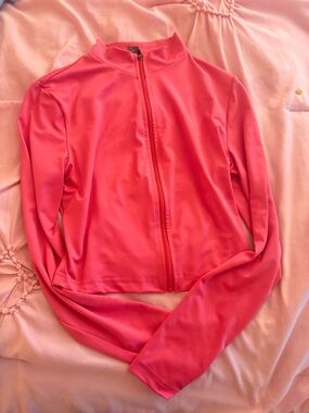 SHEIN Hot Pink Full-Zip Bomber Jacket